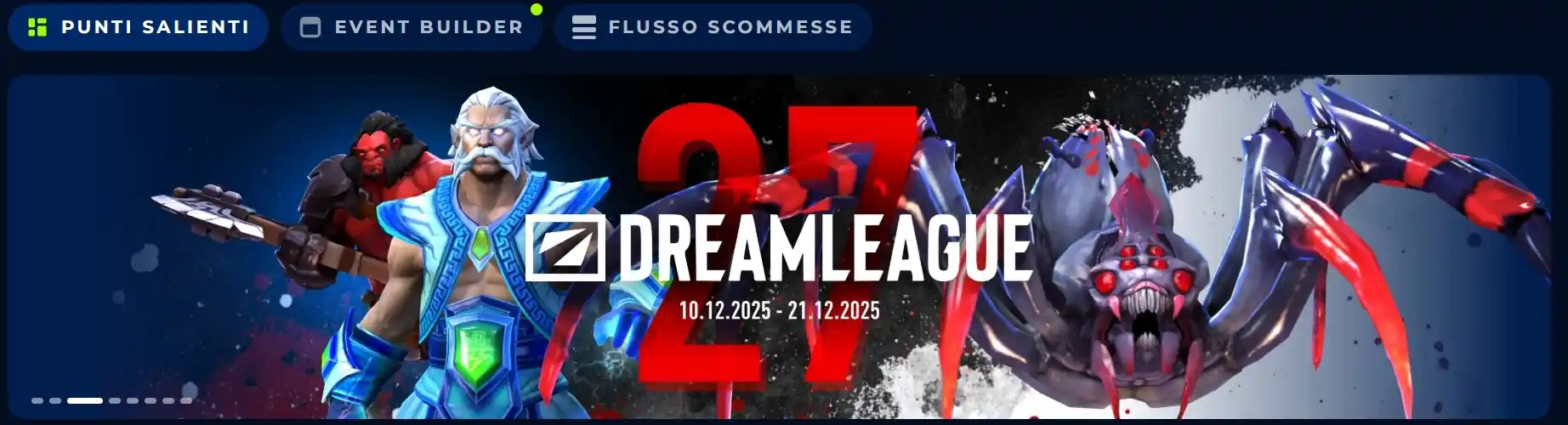 DreamLeague Season 27 - Evento esports su BillionaireSpin dal 10 al 21 dicembre 2025 con scommesse Dota 2