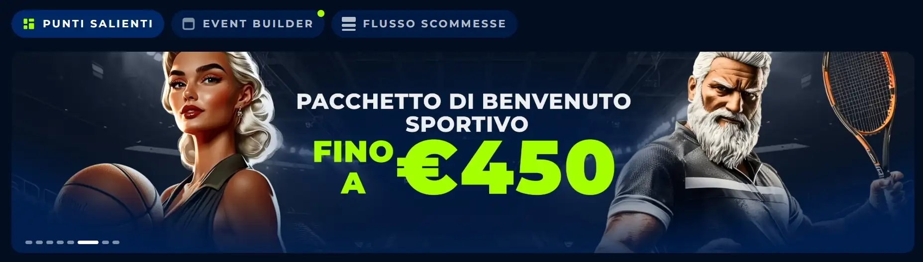Pacchetto di benvenuto sportivo BillionaireSpin - Bonus fino a €450 per scommesse sportive